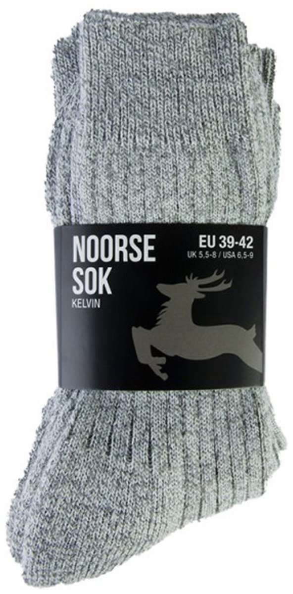 STAPP - 6-Pack - Kelvin Wollen Sokken - Noors - Stevig - Heren / Dames - grijs - 35-38 - 27299