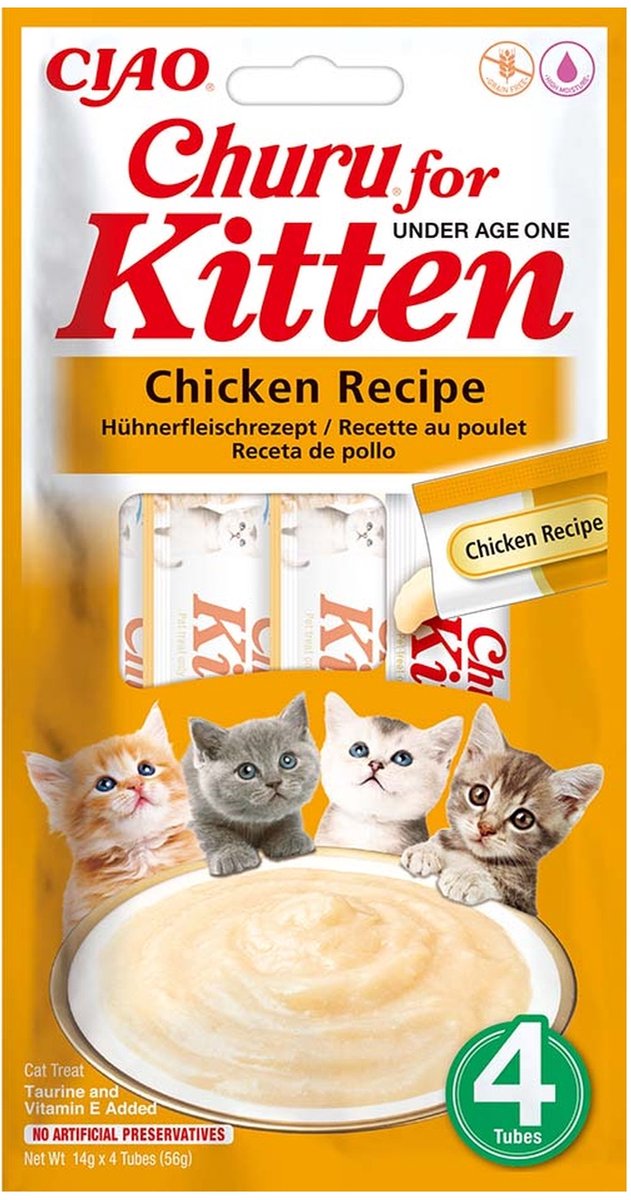 Inaba Churu Kittensnack - Romige Kattensnack met Kip - 4x14 gram