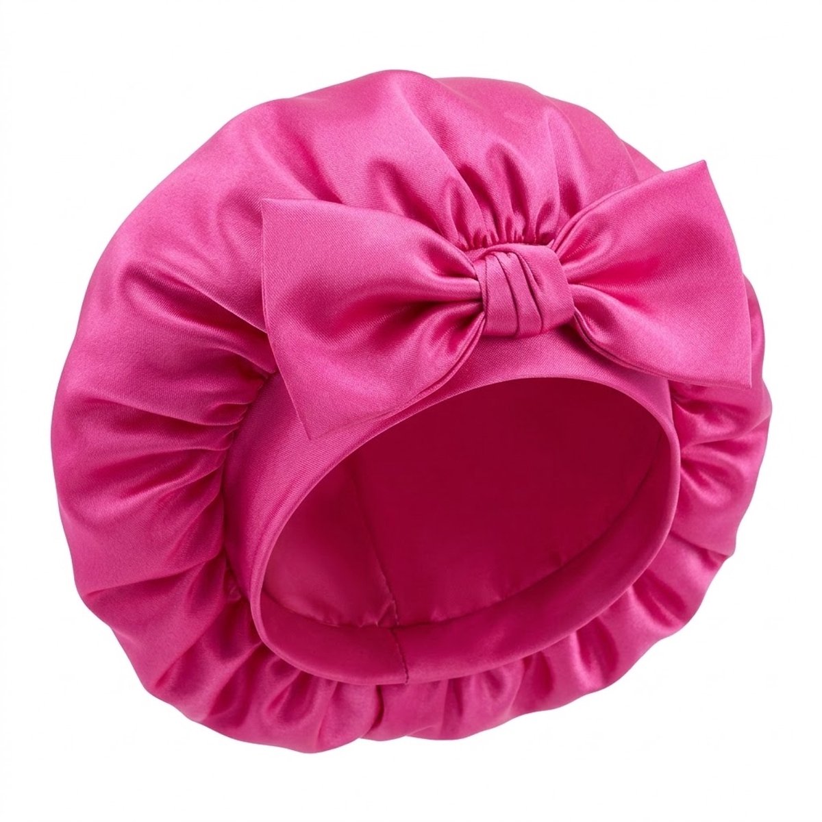 Felroze satijnen haar bonnet dames – lange slaapmuts met strik en linten – beschermende satijnen haarmuts voor krullen, vlechten en lang haar – antikroes slaap cap