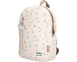 Zebra Trends Mike&Molly Rugzak - Kinder Rugtas - Schooltas - Flessenhouders - Verstelbare Schouderbanden - Jongens - Meisjes - Boekentas - Crème
