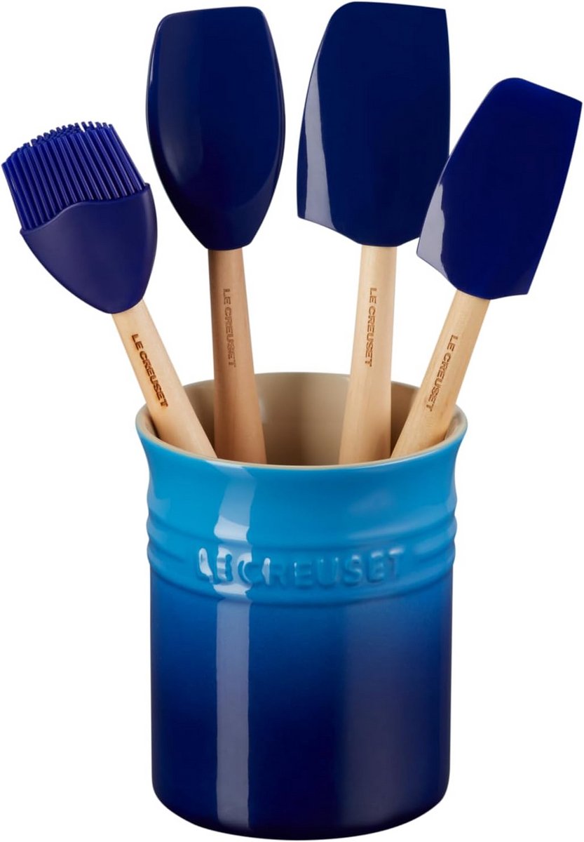 Aardewerk Keukengerei Pot Inclusief 4 Siliconen Lepels Blauw