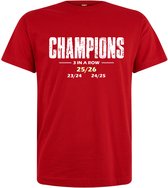T-shirt Champions 3 in a row | Eindhoven | Shirt Kampioen 2025-2026 | Geen d'article officiel du PSV | rouge | taille M