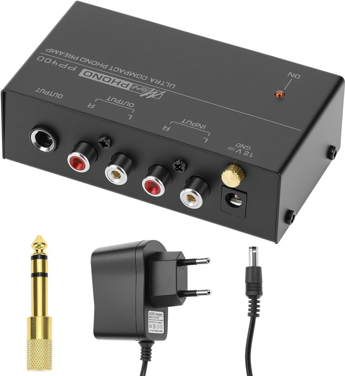 Phono Voorversterker Stereo Versterker met RCA en 6.35mm Uitgang