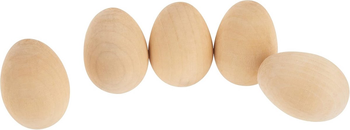 Houten Eieren voor Knutselen - 5 Stuks Ongeschilderd Hout
