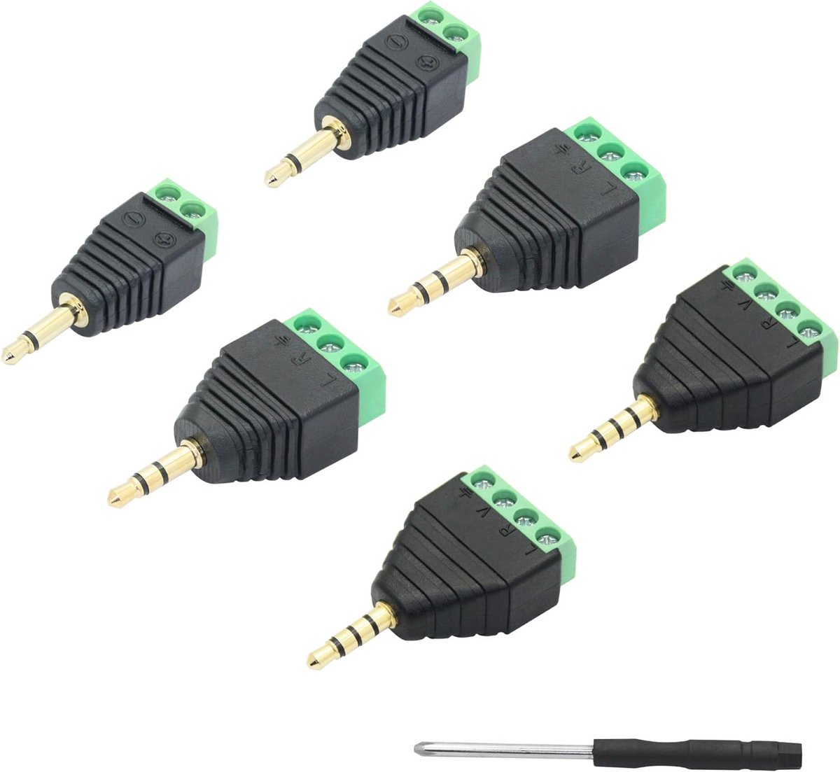 3,5 mm Vergulde Audio Schroefaansluiting Adapter Kabel Set voor Stereo Verbinding
