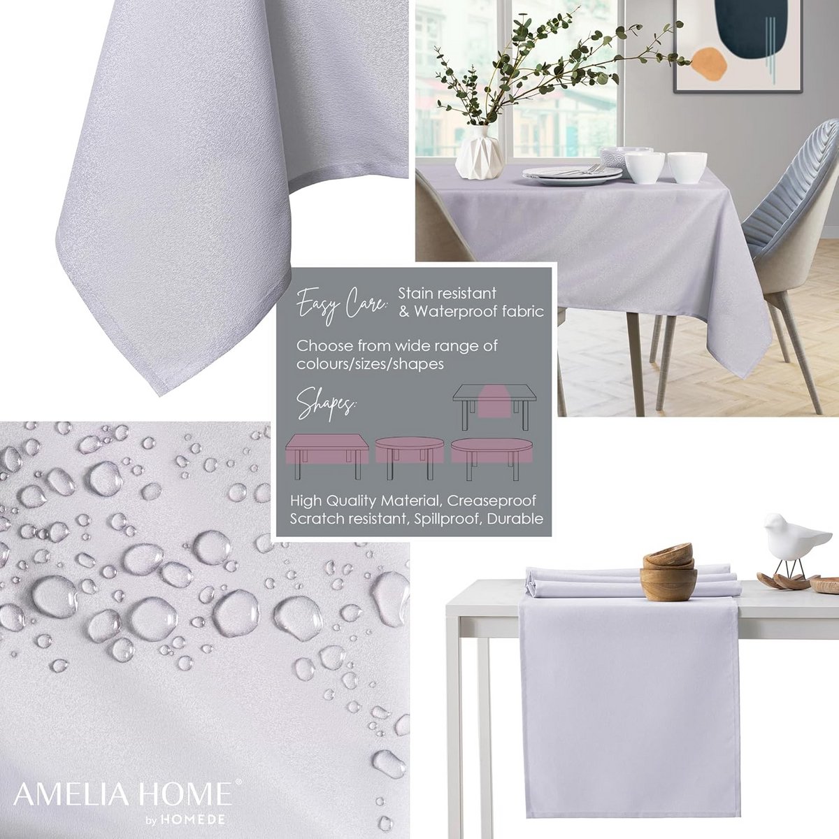 Waterafstotend Tafelkleed met Lotus Effect Linelook Lila Rond 120x120 cm