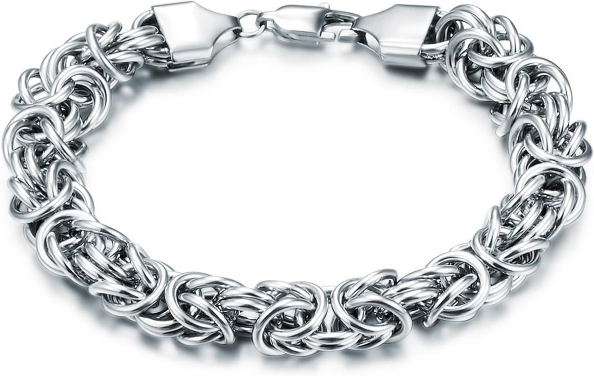 Heren Schakelarmband RVS Zilver Gekoppelde Armband Karabijnslot