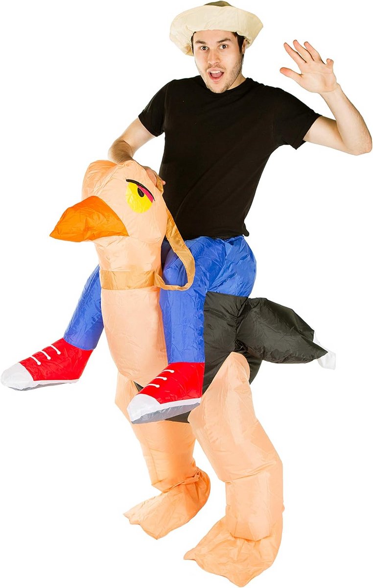 Opblaasbaar Struisvogel Kostuum voor Volwassenen - Grappig Carnaval of Feestoutfit