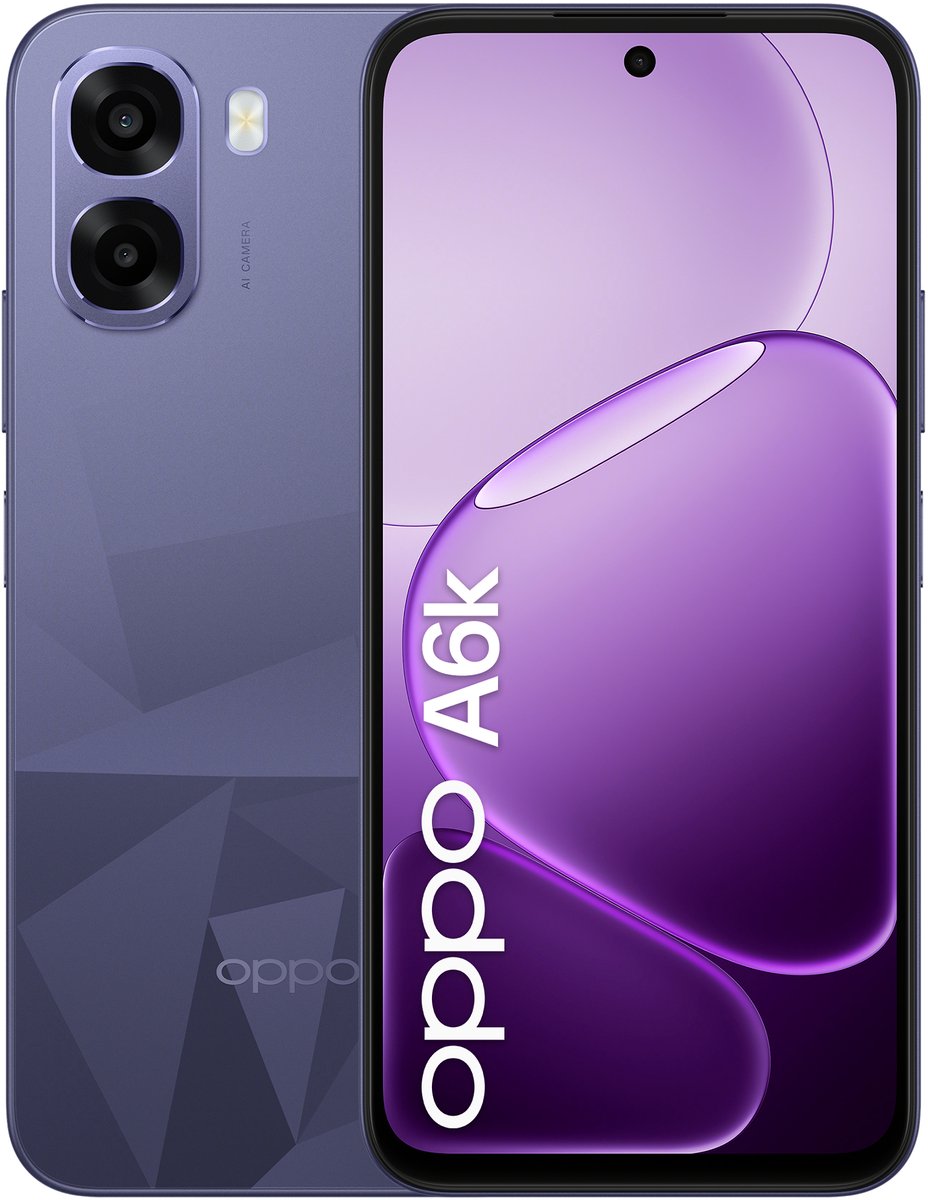 OPPO A6k 17,1 cm (6.75") Dual SIM Android 15 4G USB Type-C 4 GB 256 GB 6100 mAh Zwart