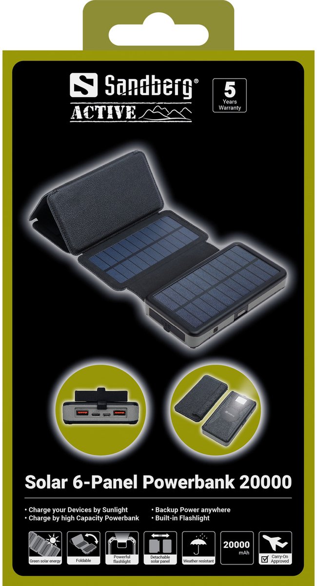 Sandberg 420-73 Powerbank 20000 mAh met Zonnepanelen - afbeelding 3