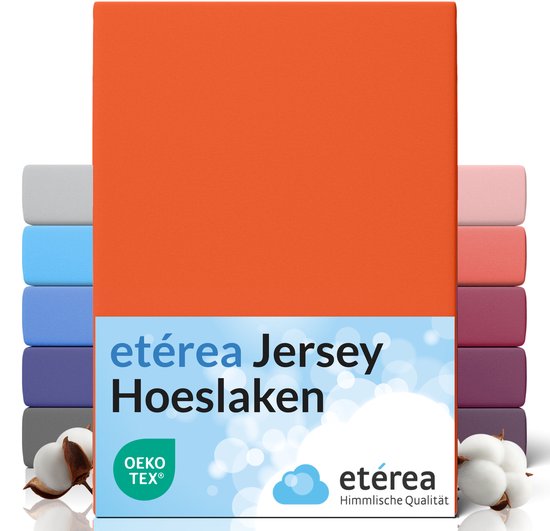 etérea Hoeslaken Jersey 140x200 - 160x200 cm Oekotex Made in Green - 100% coton - Oranje