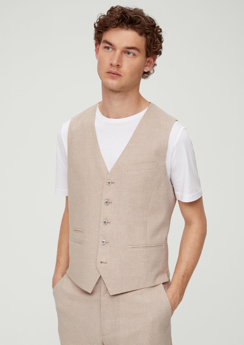 s.Oliver - male - Gilet met fijn ruitmotief