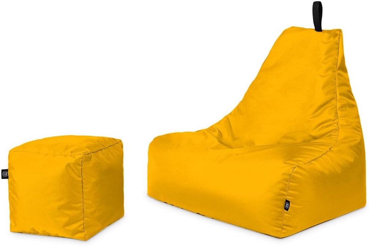 Grote Zitzak Lounge Stoel met Kubus Poef