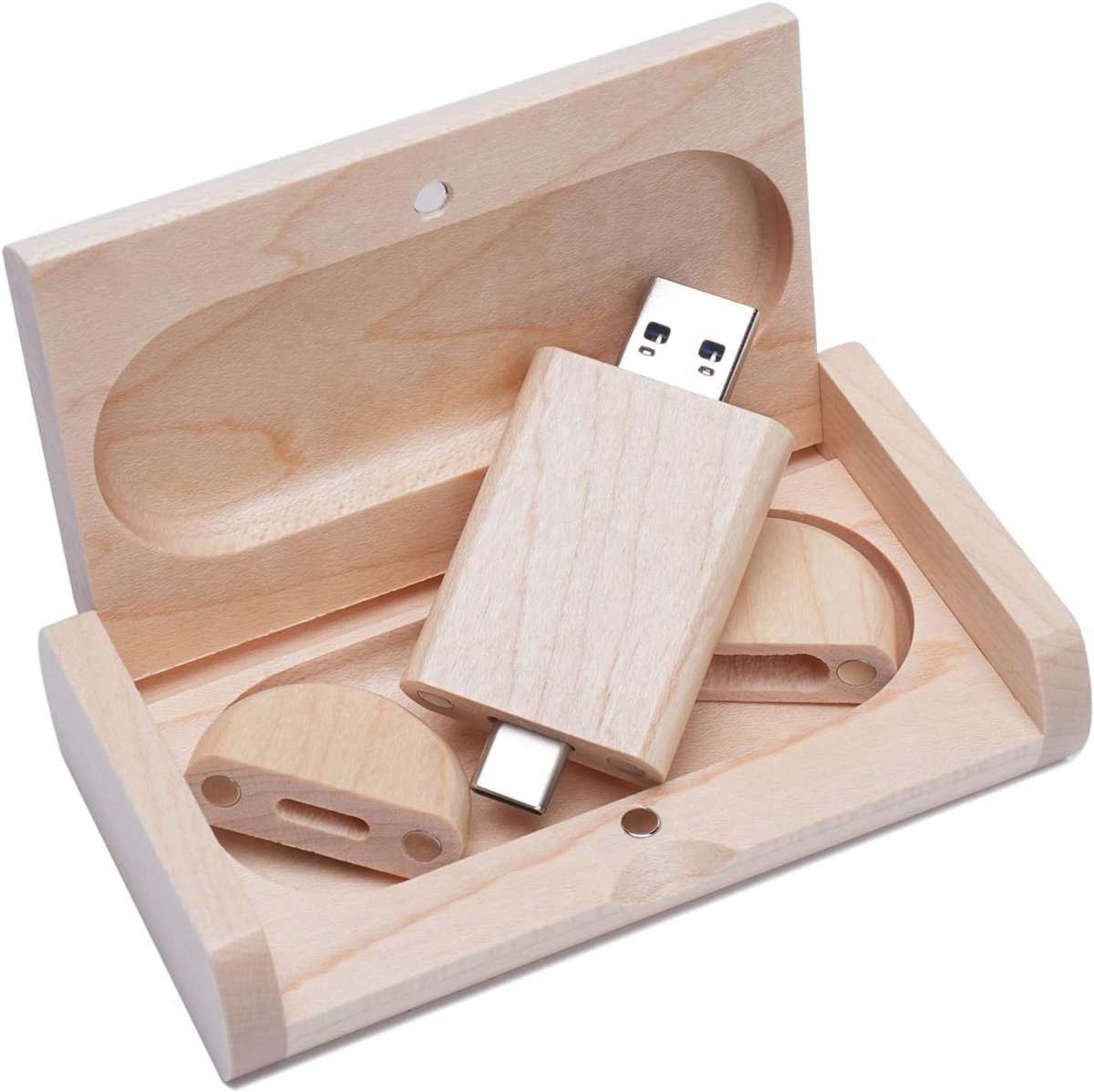 8 GB USB C Flashdrive Hoge Snelheid Dubbele OTG USB 3.0 Geheugenstick met Houten Doos