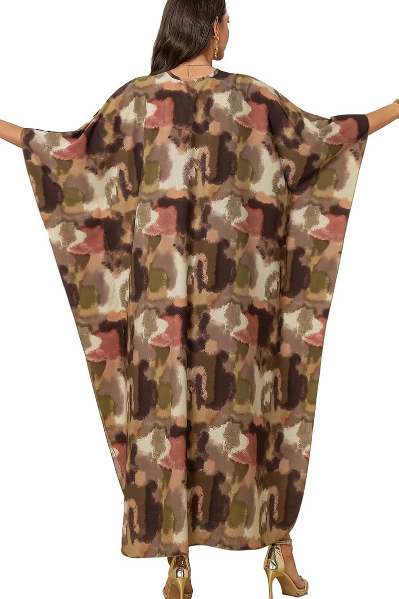 Lange Boheemse Kaftan Maxi Jurk Strand Cover-up Losse Kimono Loungewear
