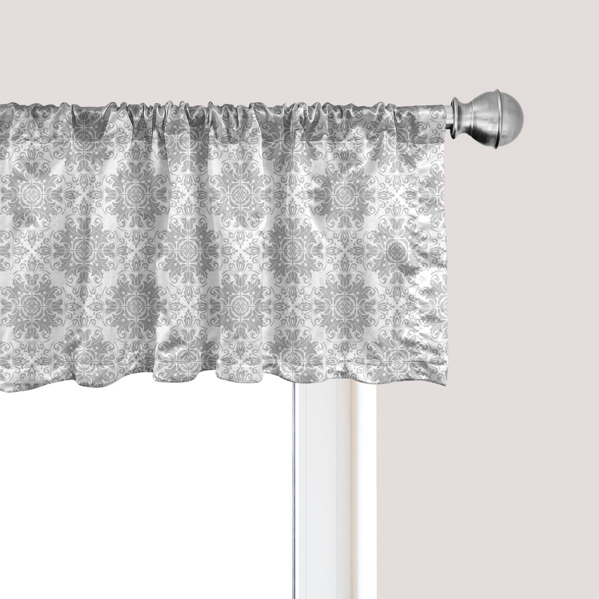ABAKUHAUS Antieke Oosterse Raamvalletje, Gordijnvalletje voor Keuken en Slaapkamer met Tunnelzoom, 137 cm x 45 cm, Lichtgrijs Wit