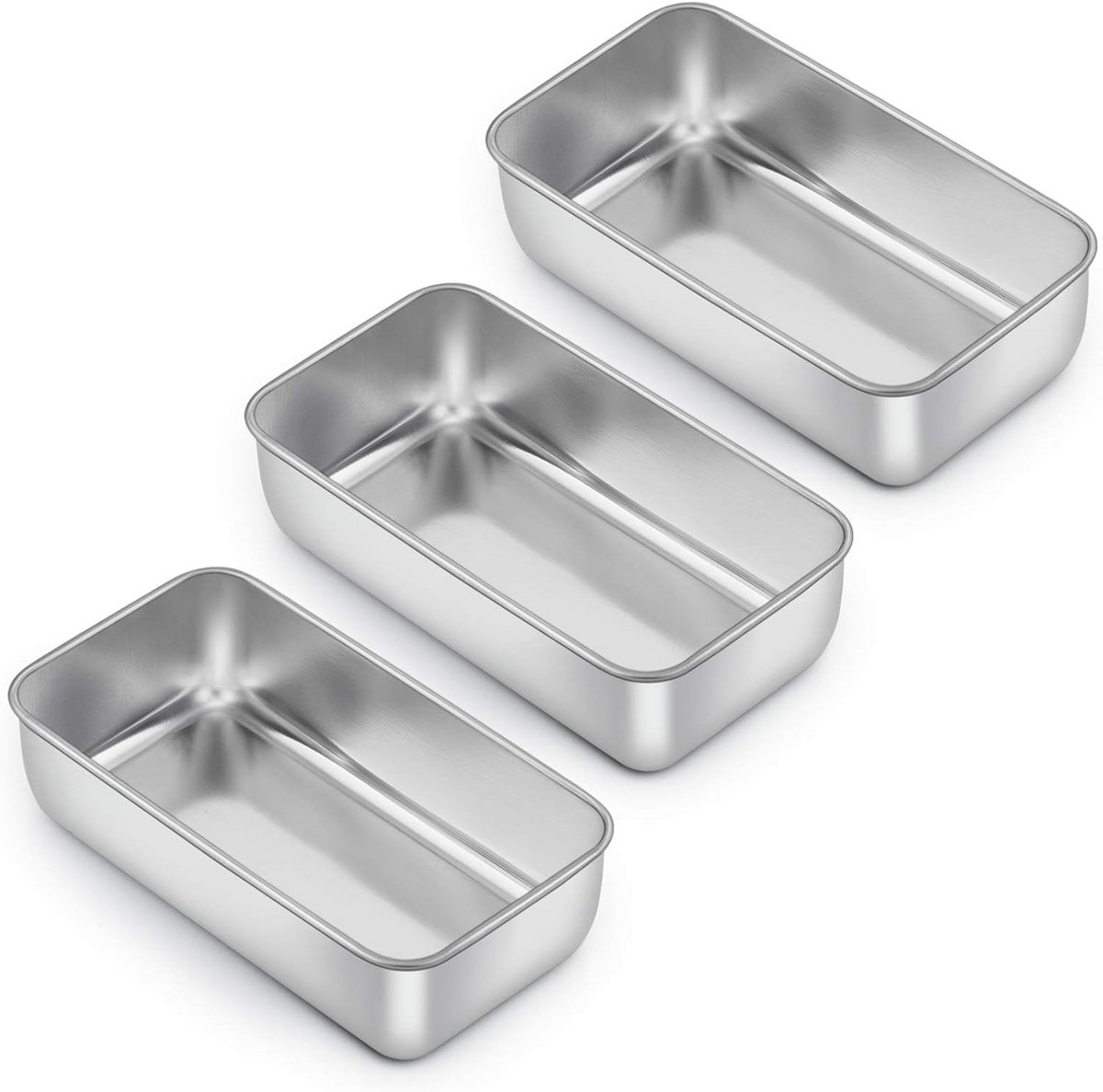 Set van 3 RVS Broodpannen - Bakvormen voor Brood, Cake en Brownies - 9x5 Inch