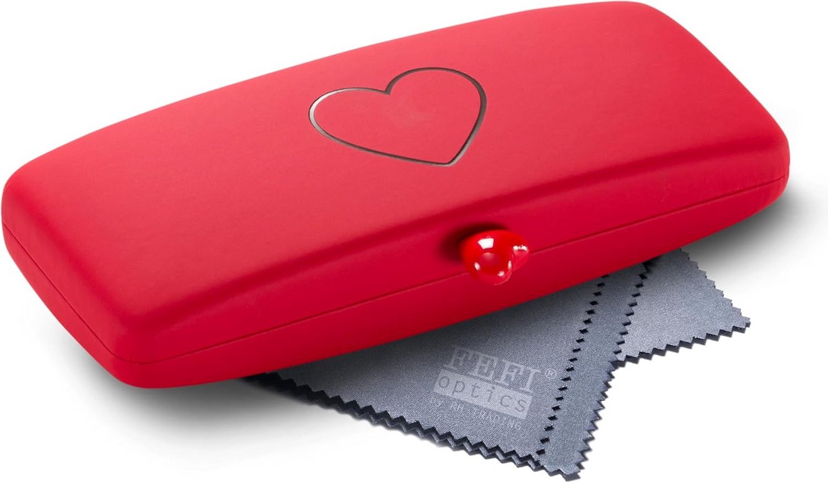 Hardcase brillenkoker met Hart Design en Poetsdoek - Stijlvolle Bescherming
