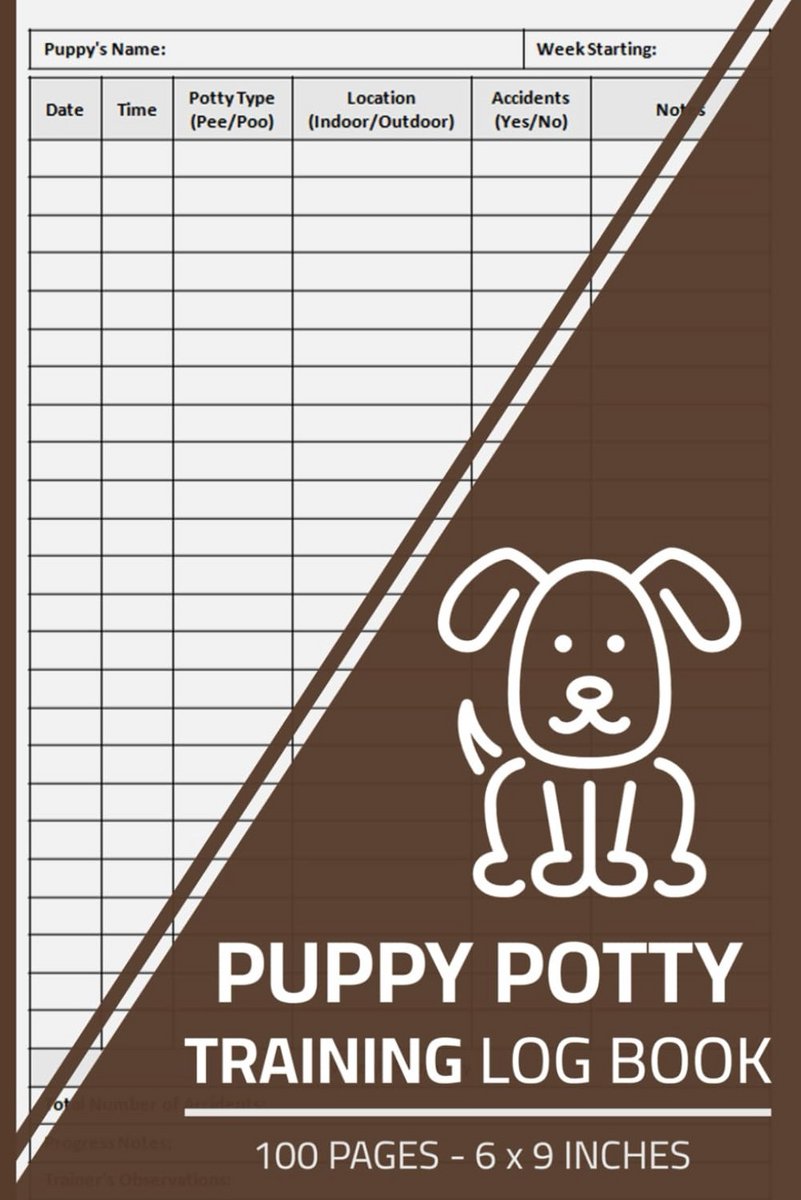 Trainingsboek Puppy Zindelijkheid: Logboek Zindelijkheidstraining Hond - 100 Pagina's