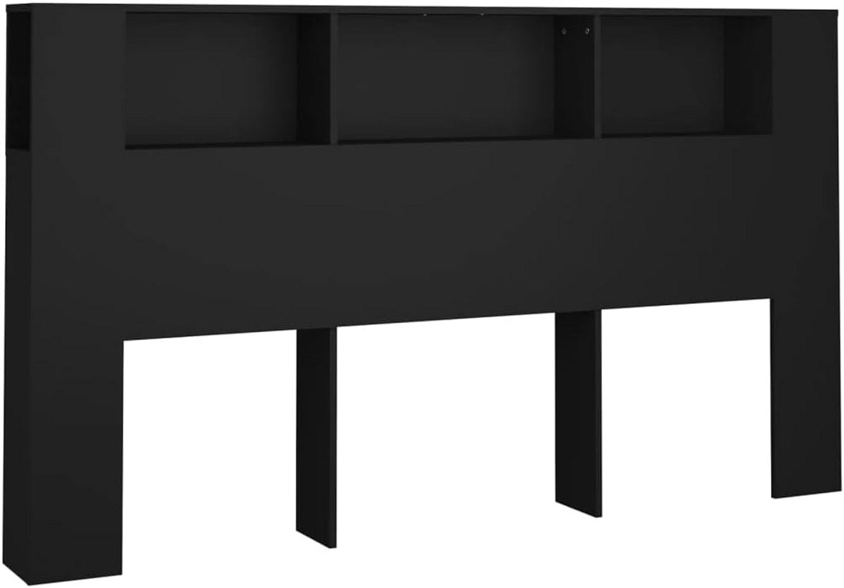 Hoofdbord Kast Zwart 180 cm - Bedombouw met Opbergruimte