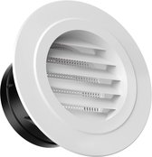 Ventilatierooster - Ventilatieventiel - Badkamer Rooster - ABS - Rond Luchtrooster - Ventilatiegaten - Afvoerrooster - Ventilatiekap - Schoepenrooster ø 100 Aansluitdiameter - Voor Muur Of Plafond - Incl. Gaas - Wit en Zwart