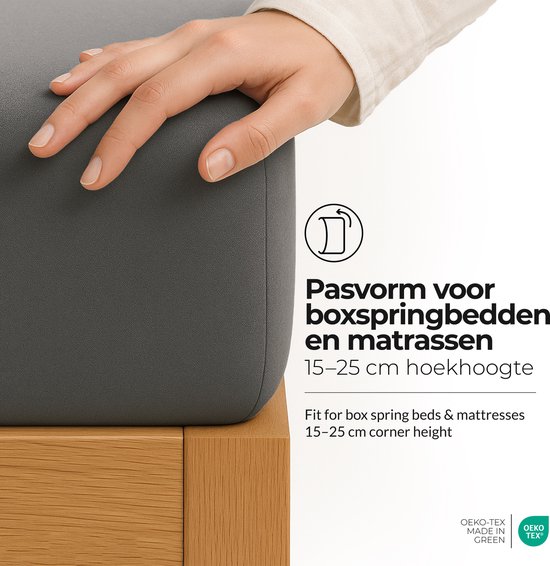 Drap-housse Jersey Comfort 180x200-200x200 cm - Drap-housse sommier tapissier 100% coton jusqu'à matelas 25 cm - anthracite