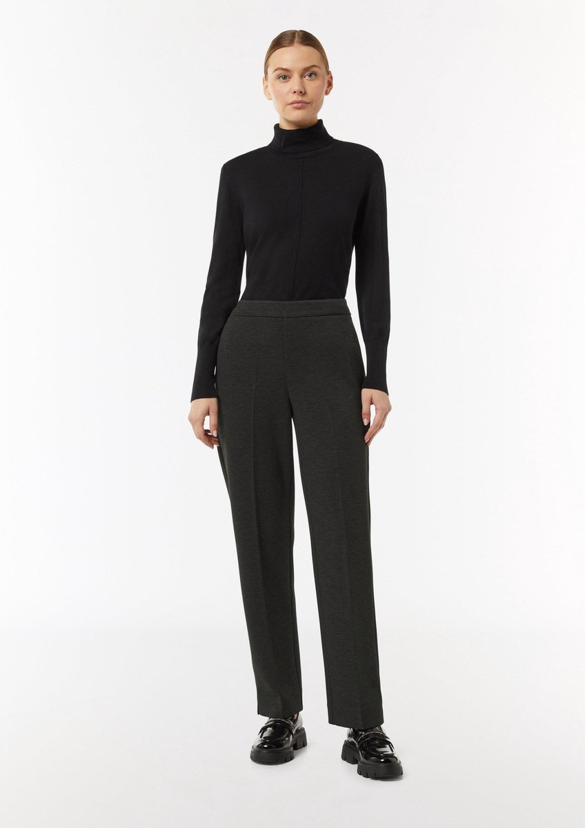 comma - female - Elastische tricot broek met vouw