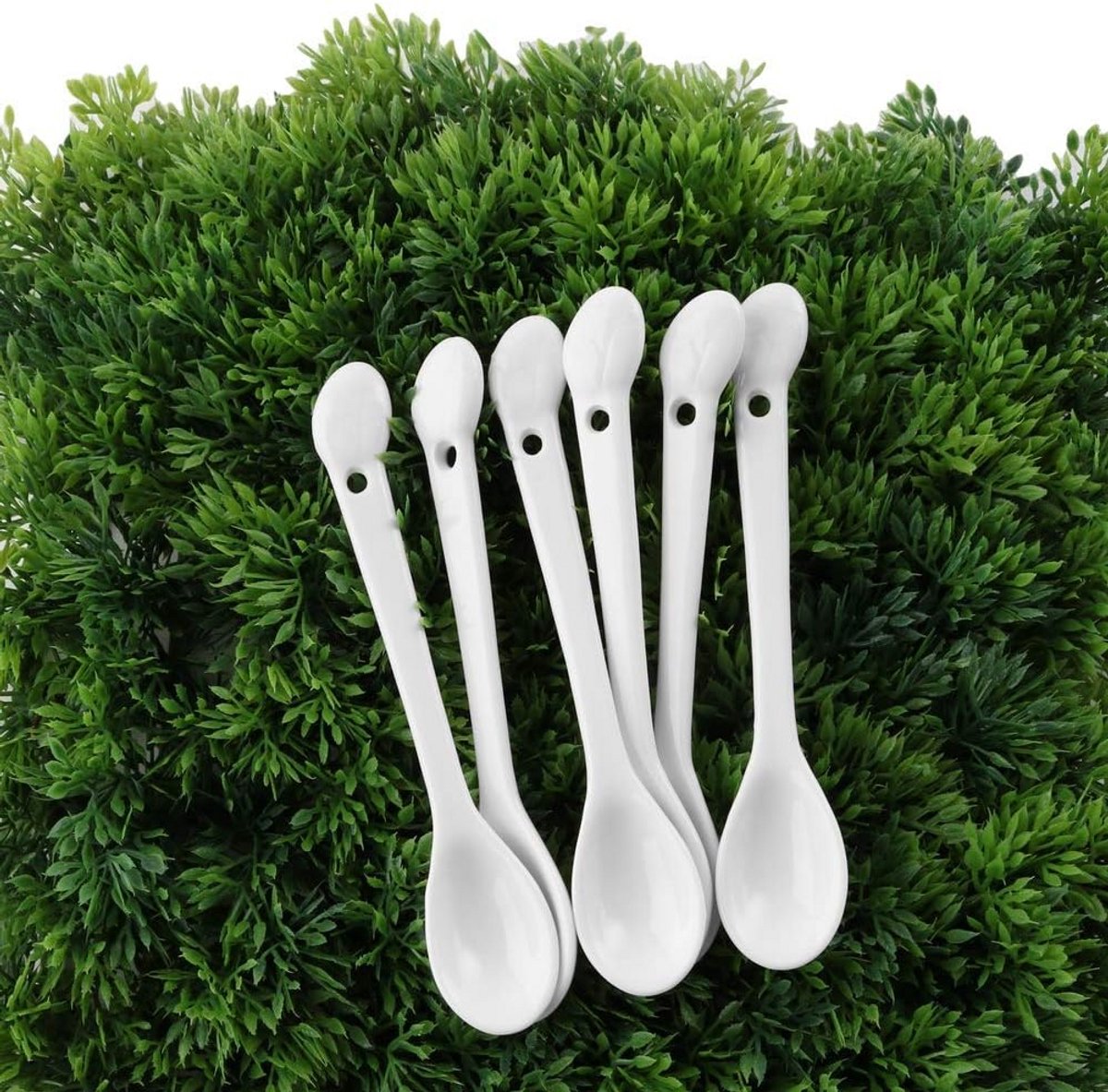 Set van 6 Porseleinen Dessertlepels met Paasei Motief - 14 cm