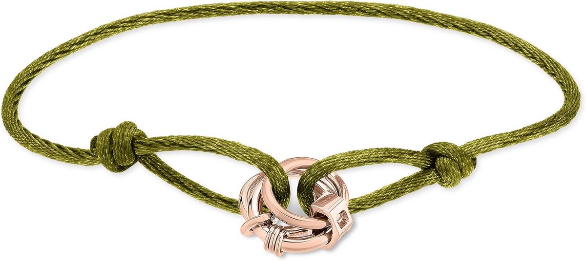 Stoffen Armband met Roségoudkleurige RVS Hangers voor Dames