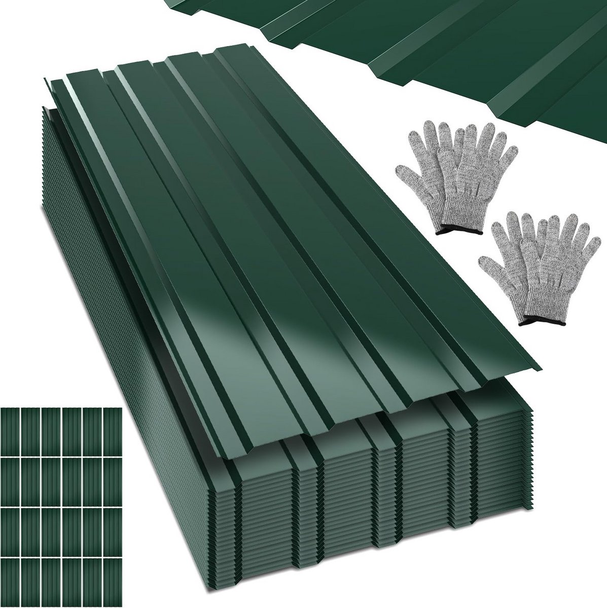 24 Stuks Dunne Stalen Dakplaten Trapeze Golfplaat 7 m² Dakbedekking Groen