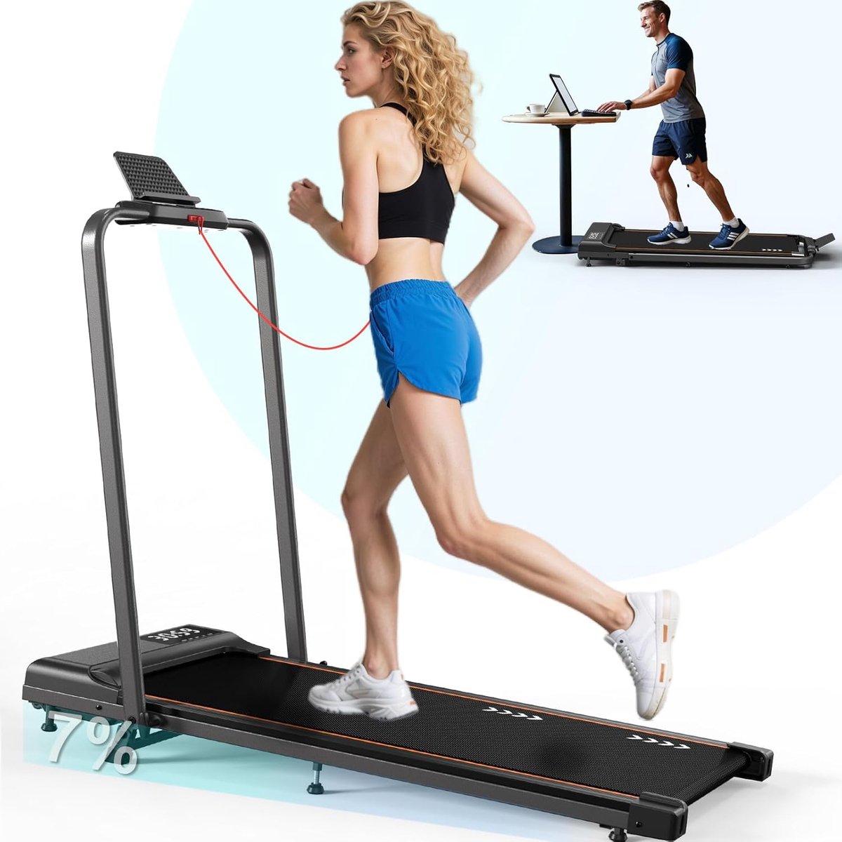 Loopband voor thuis - Onderstel loopband - Thuiswerken fitness - 7% helling instelbaar - 120 kg capaciteit - Zwart