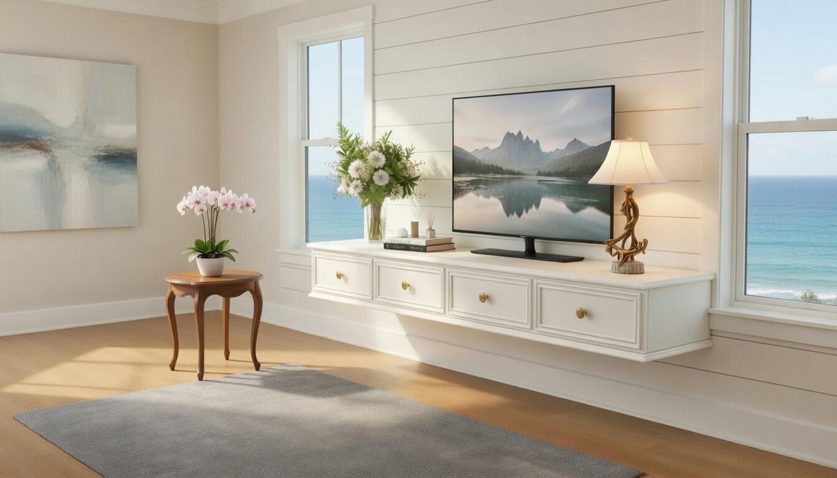 TV Meubel Zwevend Casa Velluto NordicFloat 160 cm – Wit Scandinavisch TV Kast met Lades en Kabelmanagement – Floating TV Meubel Wandmontage – Modern Minimalistisch Design – 160x24x20 cm