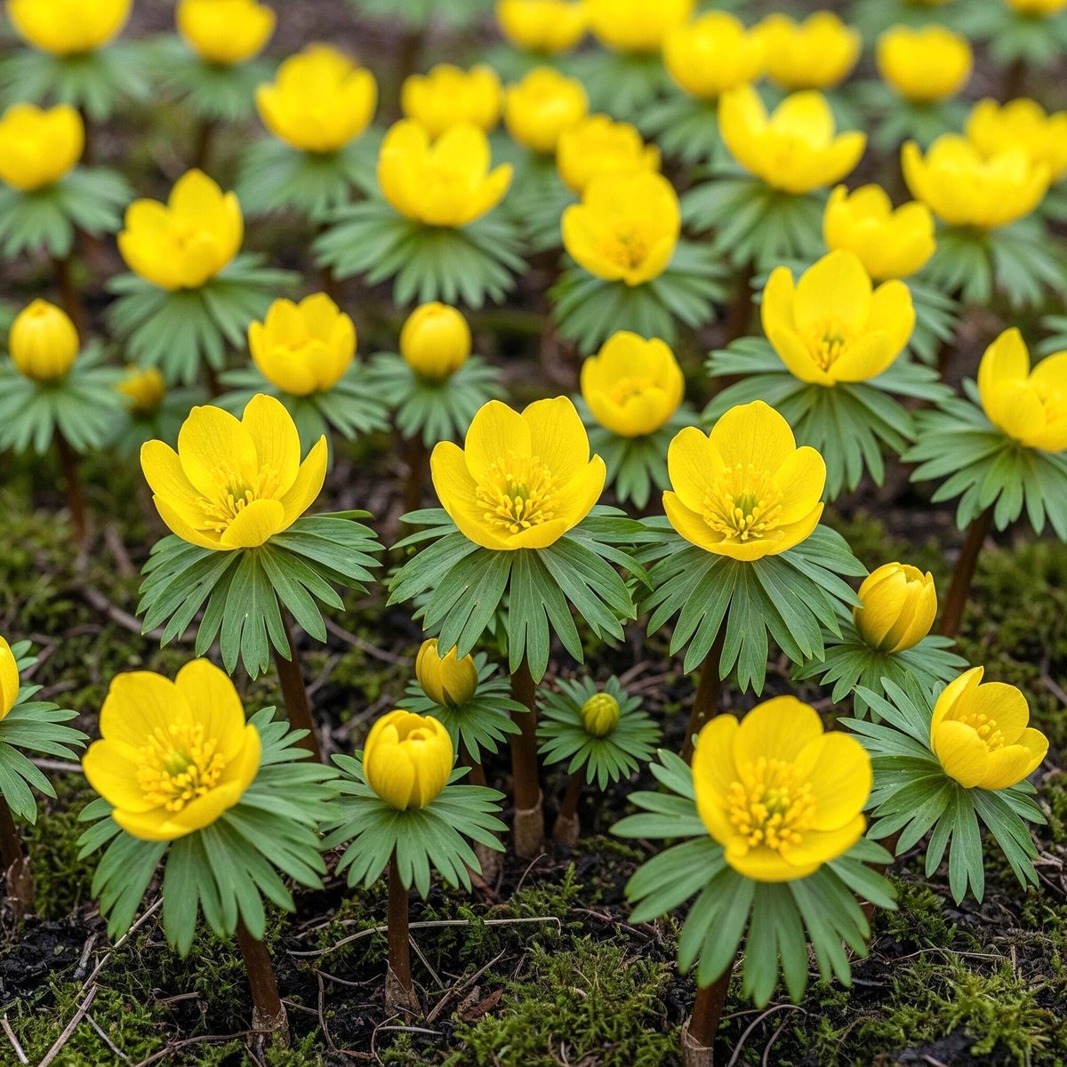 Green boutiQ - 25x Eranthis Cilicica - Cilicisch winterakoniet - Geel - Voorjaarsbloeier - Bolmaat 4/5