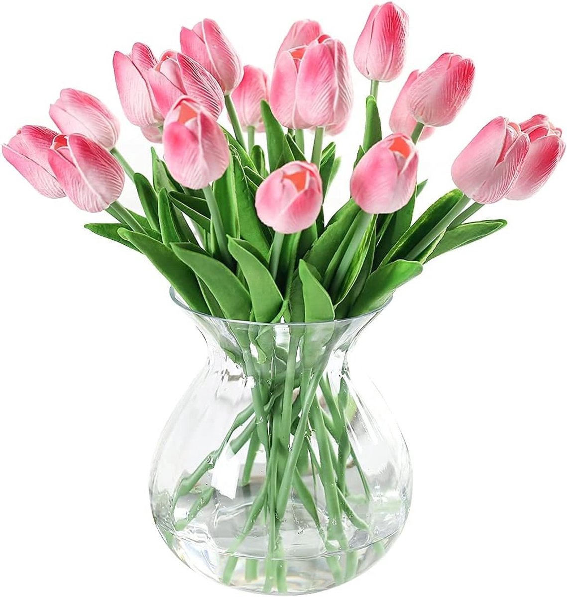 20x Real Touch Kunstbloemen Tulpen Boeket - Roze Nepbloemen voor Vaas en Decoratie