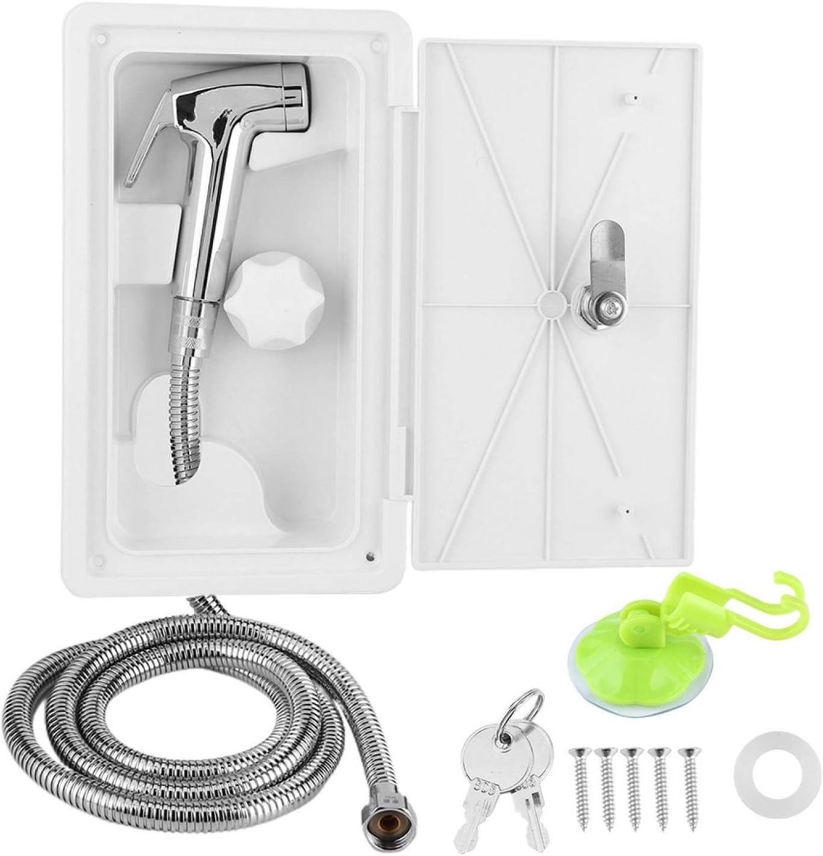 Buitendouche Set - Camper Douche - Reizen en Kamperen - Warm en Koud Water - 26.7 cm - Zwart