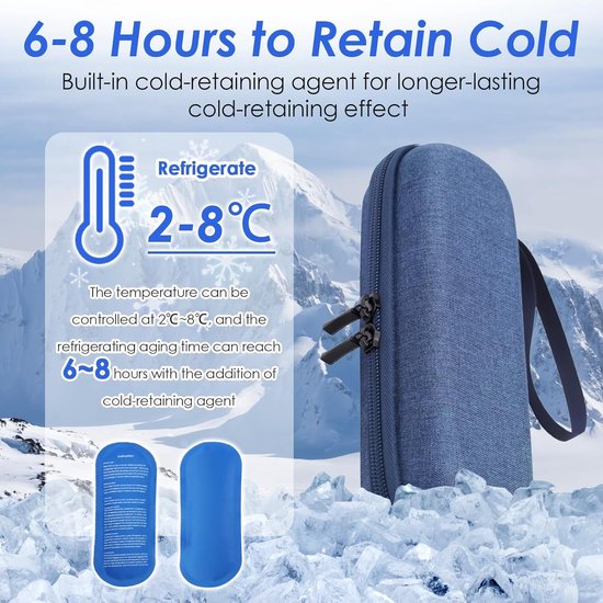 Insuline koeltas - Met 2 koelelementen - Insulinepennen koeltas - Diabetes tas medische etui - Koelbox - Koeltasje voor op reis - Isolerende Insuline Etui voor op Reis - Koeltas voor medicijnen - Waterdicht en temperatuurisolerend - Blauw van Merkloos — afbeelding 3
