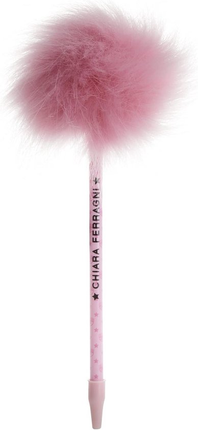 Fluffy balpen ontworpen door Chiara Ferragni in samenwerking met Pigna