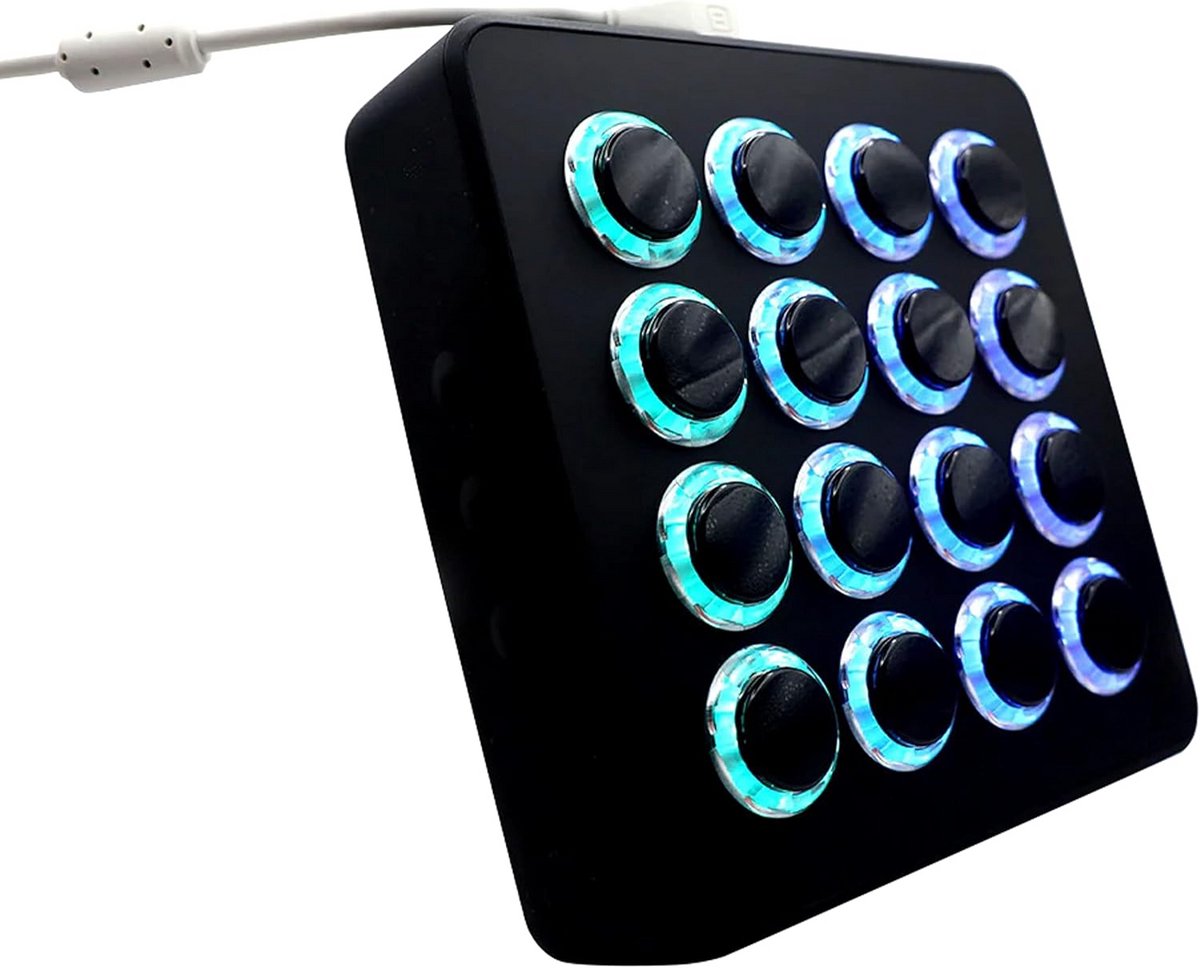 Midi Controller - DJ Controller - Muziekproductie - Configureerbare Arcade Knoppen - 17.5 x 16.8 x 7 cm - Zwart
