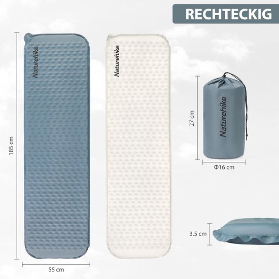 Ultralichte zelfopblazende isomat 3,5 cm - geïsoleerd, rechthoekig, ideaal voor kamperen, backpacken en wandelen van Merkloos — afbeelding 5