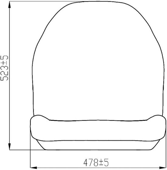PVC zitschaal 478 mm breed en hoge rug geschikt voor JD zitmaaiers, geel — afbeelding 5