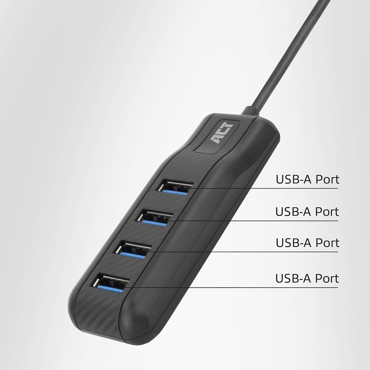 USB Hub - Poorten Uitbreider - Extra Aansluitingen - Snelle Dataoverdracht - 50cm Kabel - Zwart