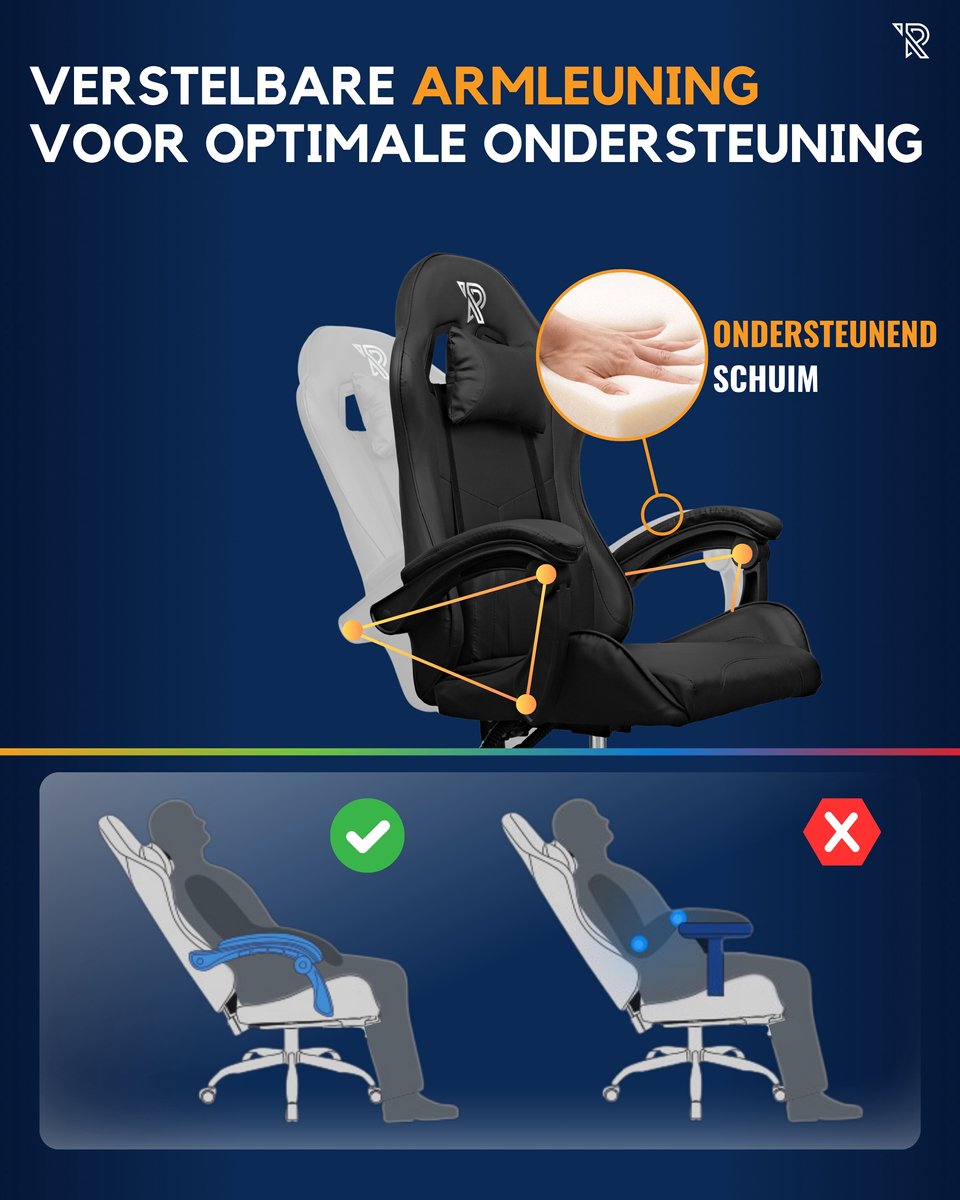 Ranqer Apollo Gaming Stoel Ergonomisch Zwart - afbeelding 2