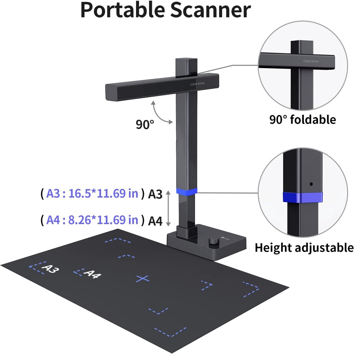 Boekenscanner A3 24MP – Opvouwbare Documentenscanner met AI Curve-correctie, Dubbel LED-vullicht, OCR & Uitvoer naar PDF, Word & Excel | Windows & Mac thumbnail 6