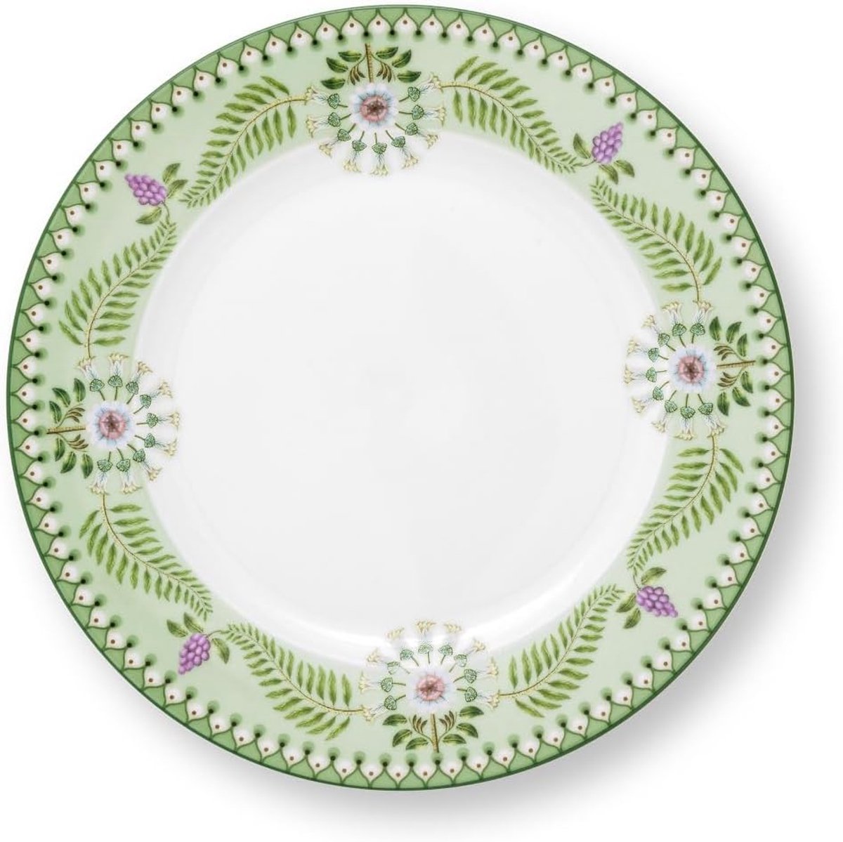 Dinerbord Lichtgroen met Bloemmotief Porselein 23 cm