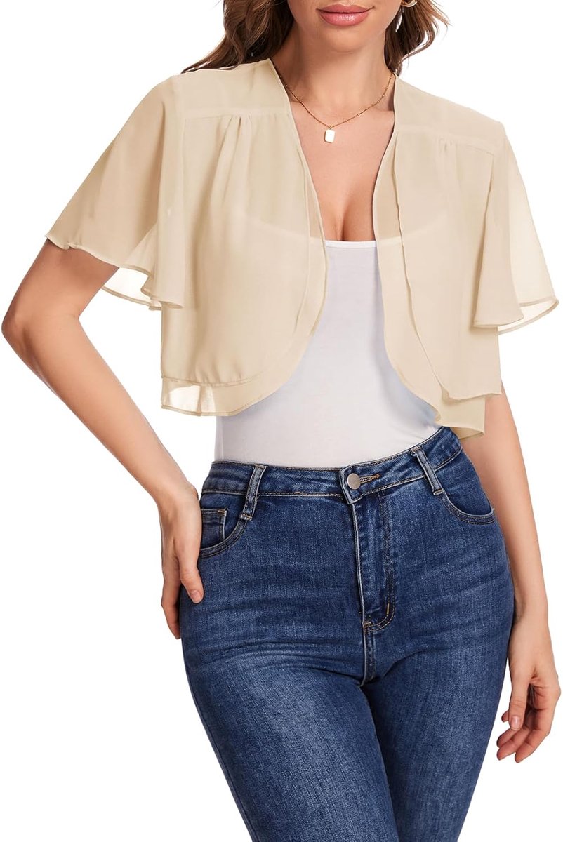 Bolero Dames - Chiffon Jasje - Feestelijke Gelegenheid - Open Voorkant - Kort - Elegant