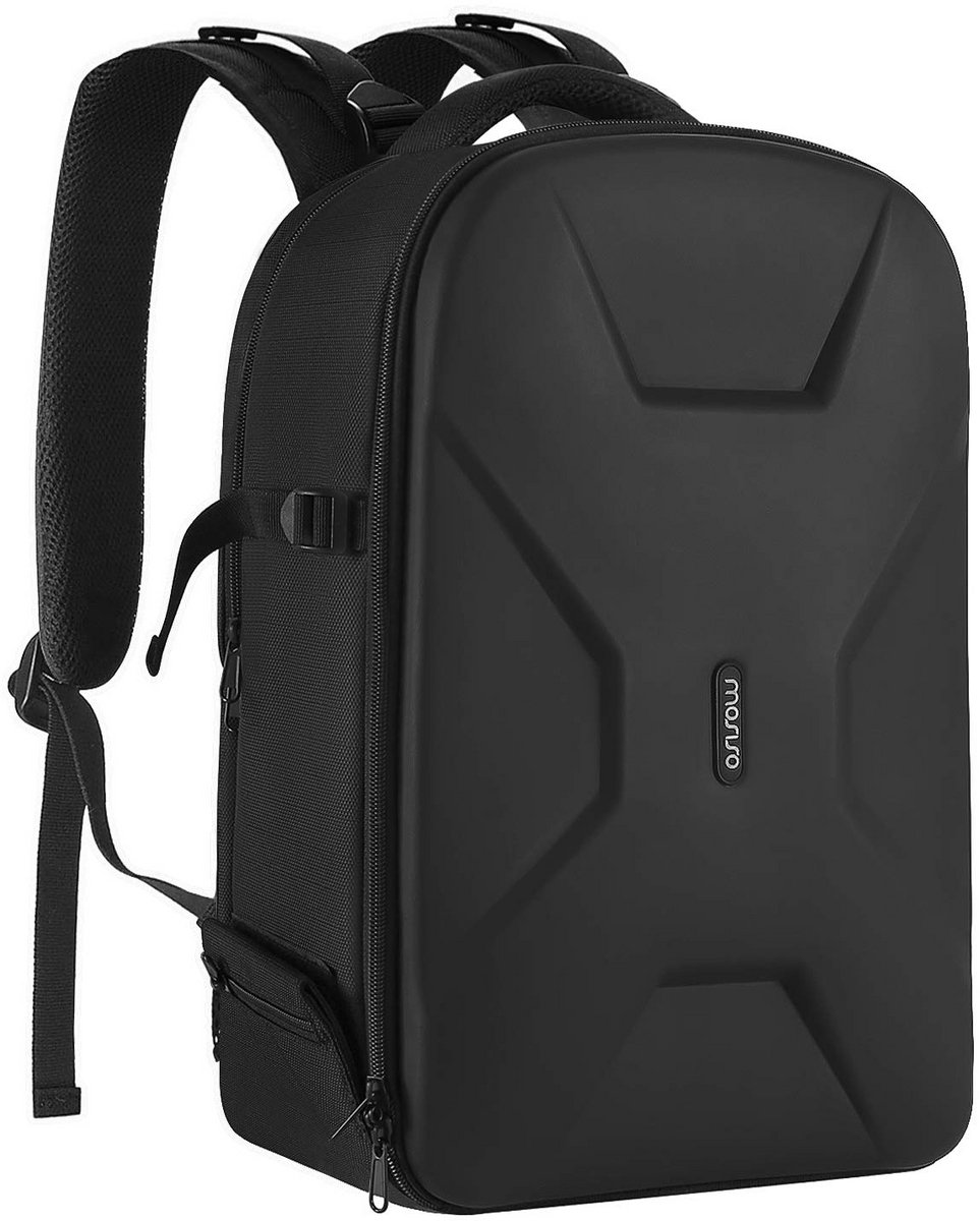 Kraftverdia® Cameratas Rugzak - DSLR/SLR/Spiegelreflex Fototas voor 15-16 inch Laptop - Waterdichte Hardcase met Statiefhouder en Laptopvak - Compatibel met Canon, Nikon, Sony en Drone - Opvouwbare Verstelbare Verdelers - Antidiefstal Vak - Zwart