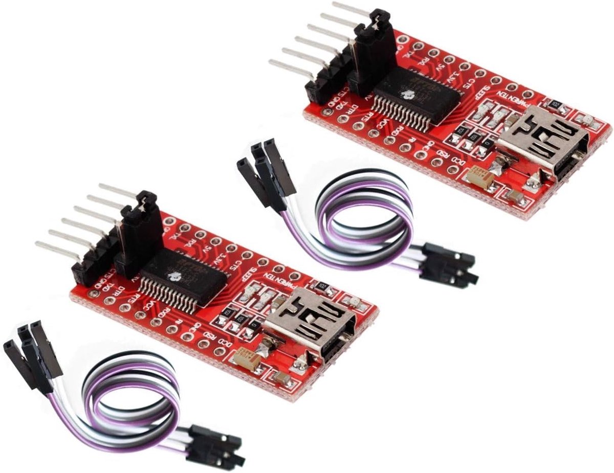USB Seriële Adapter - TTL Converter Module - Microcontroller Programmeren - Dubbele Spanningsuitgang - 43 x 17 mm - Rood