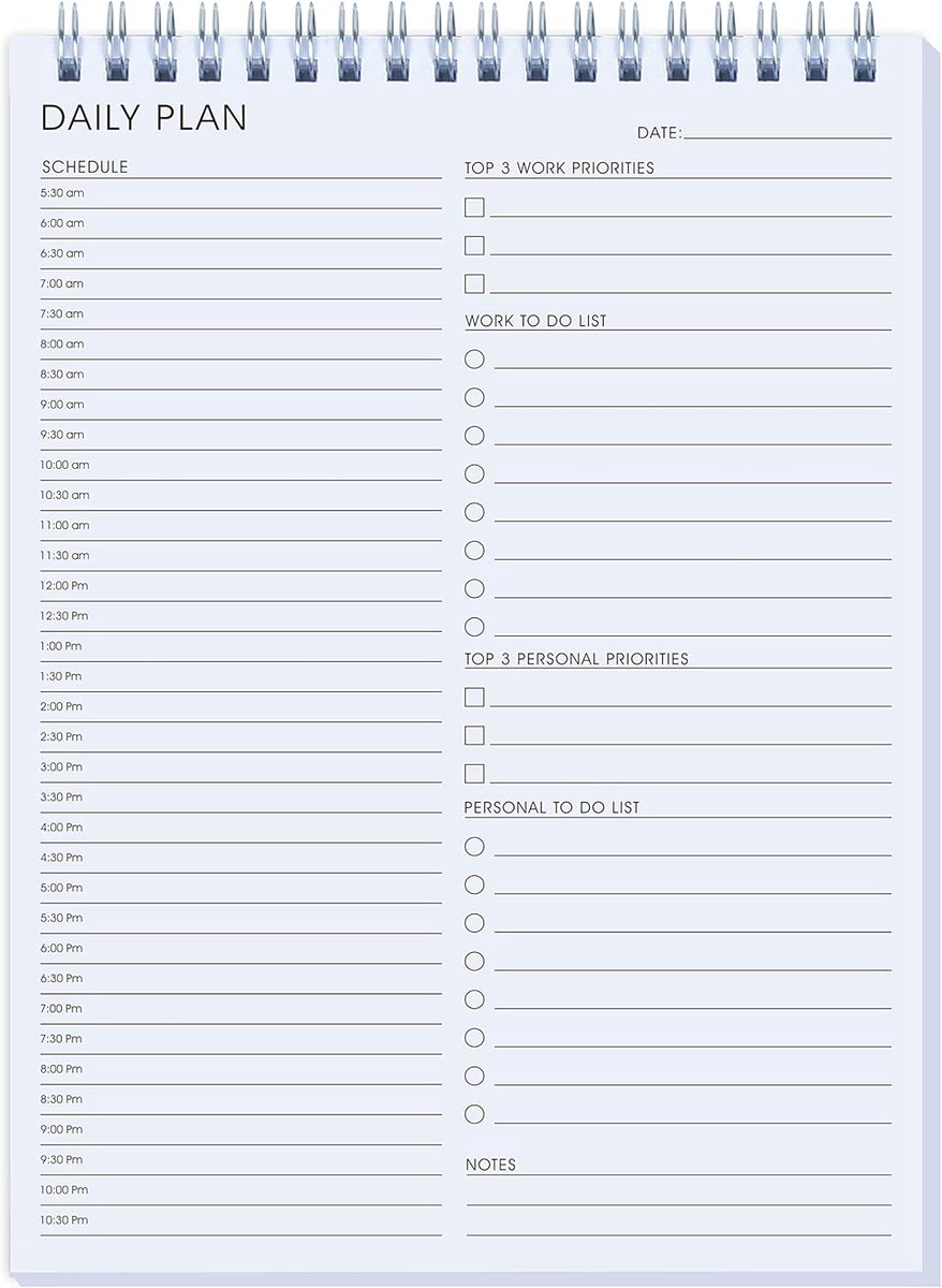 Werkplanner Dagelijks - Productiviteitsplanner Notitieboek - Taken Beheren - OngeДата - 6.5 x 9.8 Inch - Wit-uur-L