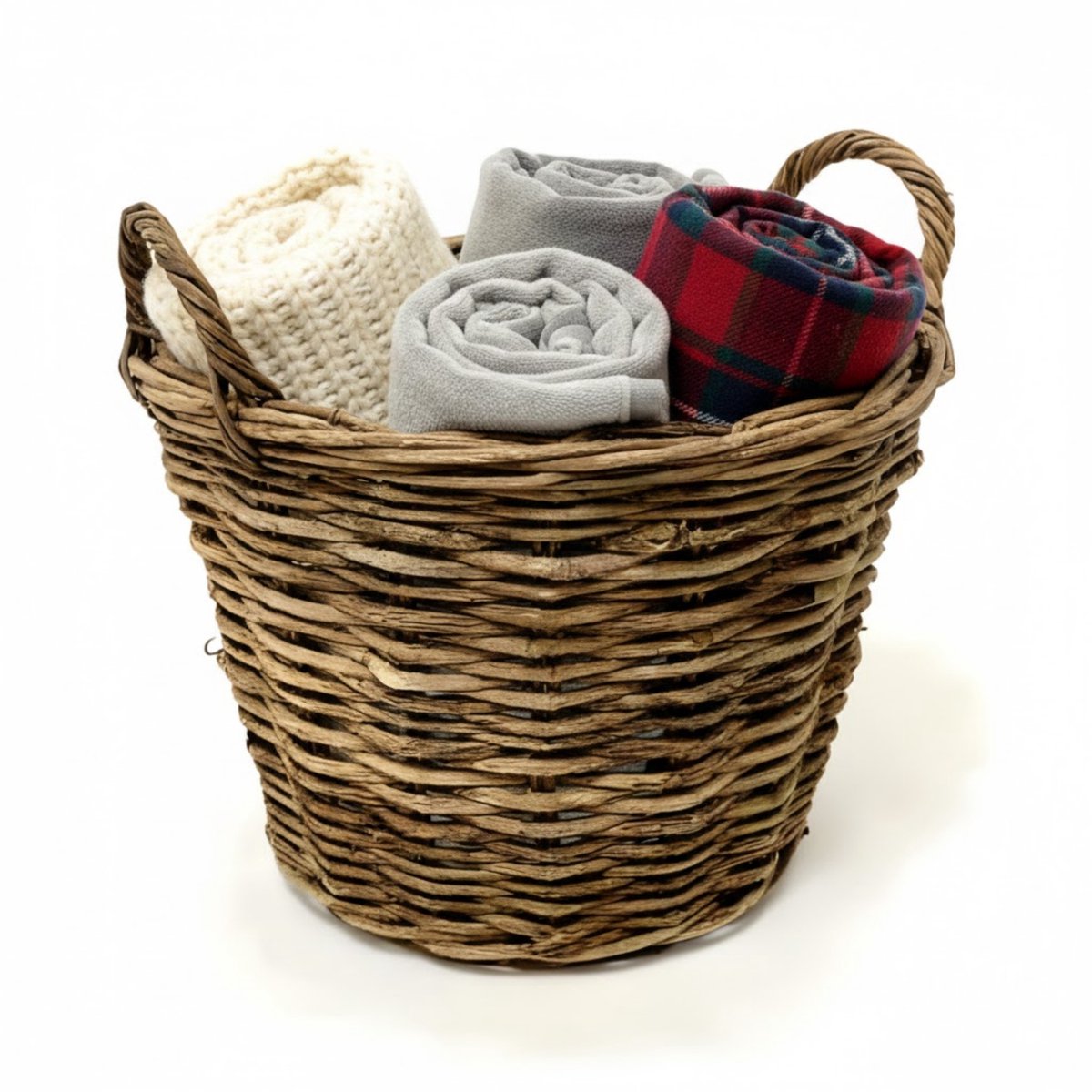 Van der Leeden Opbergmand Twijg - bruin - rond - 30 x 23 cm - gevlochten twijg - mand - opbergen