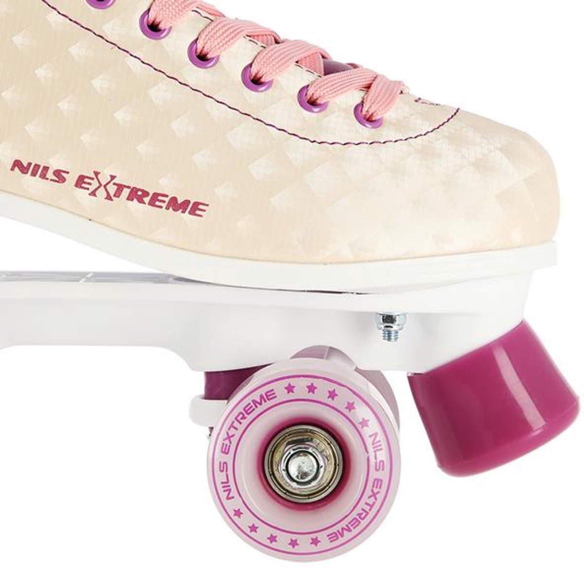 Nils Extreme NQ14110 Kremkleurige Rolschaatsen – Synthetisch Leer ABEC7 Lagers
